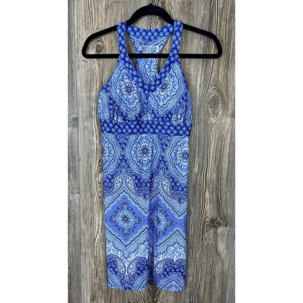 ZX Outdoor Lifestyle Dress Size S Athletic Dress V Neck‎ Racerback Blue Paisley